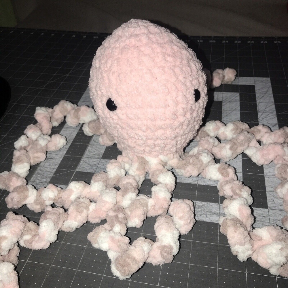 Handmade Crochet Octopus Medium Pink‎ Brown Plush